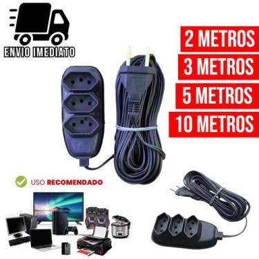 Imagem de Extensão Elétrica Bivolt com 3 Tomadas 110v 220v Tripolar Alexa Compac