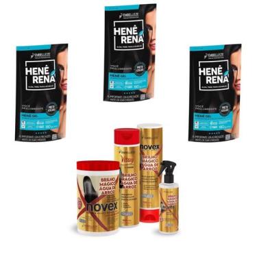Imagem de Hene Em Gel Rena Preto Natural 03x180gr Pouch+Brilho Magico Agua de Ar