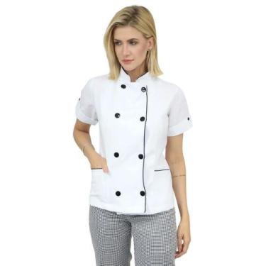 Imagem de Dolmã Chefe Cozinha Feminina Manga Curta - Camisa Feminina Chefe de Co