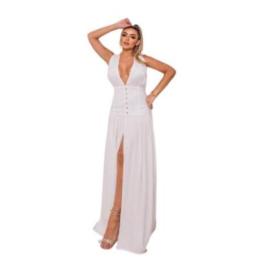 Imagem de Vestido Longo Elegante com Fenda e decote V, estilo festa Ano Novo Nat
