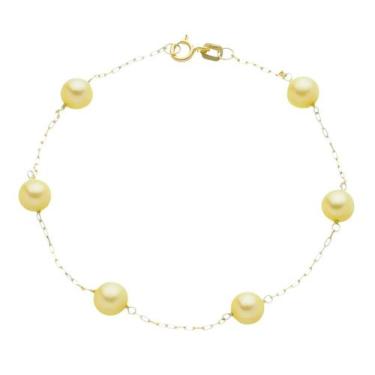 Imagem de Pulseira 18 Cm De Ouro 18k 750 Perolas Legitimas - DR Joias