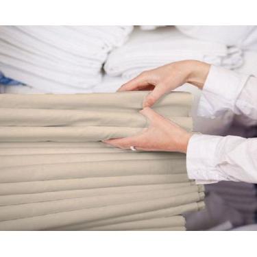 Imagem de Lençol Bege Clinica Hospital Maca Hotel Algodão Percal 150 Fios - LM D