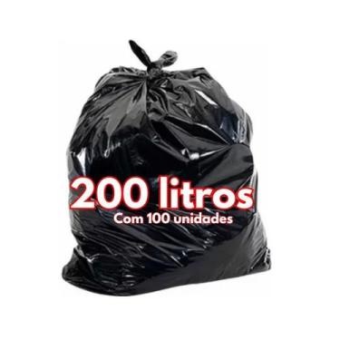 Imagem de Saco para Lixo 200 litros preto - 95x120 - Pacote com 5 kg 100 unidade