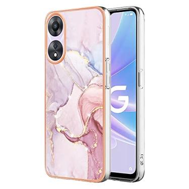 Imagem de Dinglijia Capa para Oppo A78 5G, capa A58 5G, TPU macio + padrão de mármore IMD, design fino, proteção aprimorada para câmera e tela, capa feminina para Oppo A78 5G (não serve para A78 4G), YBBK ouro