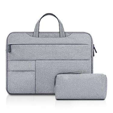 Imagem de JOOEER Capa para laptop de 13 polegadas com vários bolsos para MacBook Air/Pro de 13,3 polegadas 13-13,3 polegadas, capa protetora à prova d'água com alça oculta com bolsa de acessórios, cinza