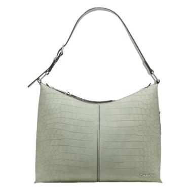Imagem de Calvin Klein Bolsa de ombro Hobo Max Top Zip, Crocodilo de camurça sálvia do deserto, One Size