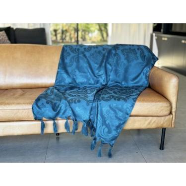 Imagem de Manta Xale Para Sofá 1,80 X 1,40 Tecido Jacquard com Franja  + 2 Capas