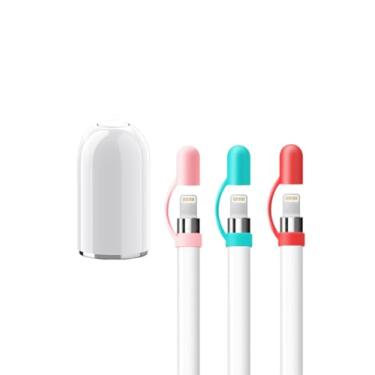 Imagem de [Pacote com 4] Tampa magnética Greophko para iPencil de substituição com suporte de tampa de silicone para Apple Pencil 1ª geração (rosa, menta, vermelho, pacote com 4)