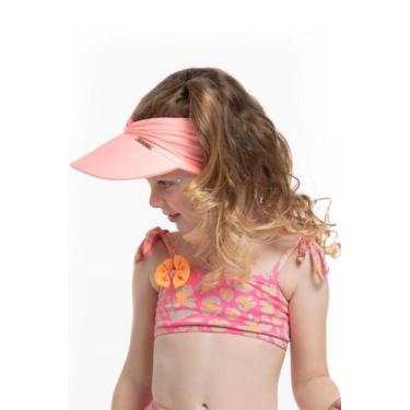 Imagem de Viseira Filtro UV 50+ Infantil Menina - Metida Moça, P, Rosa neon doçu