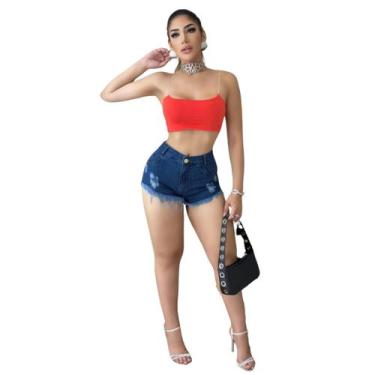 Imagem de Short Feminino Jeans Curto Azul - Fortaleza Jeans, 44, Jeans