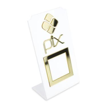 Imagem de Placa Pix QR Code Display Para Pagamentos Acrílico Branco Loja Comérci