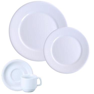 Imagem de Jogo Pratos Xícaras 24 Peças Convencional Porcelana Schmidt 6 Lugares 