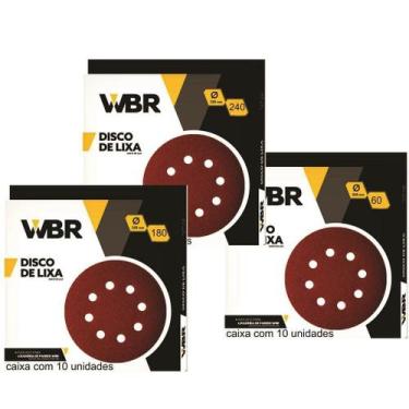 Imagem de Kit Disco Lixa Girafa 30un 225mm grãos 60, 180, 240. - WBR