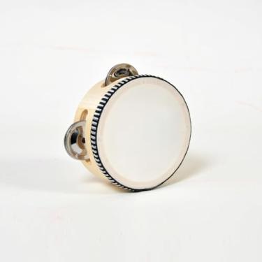 Imagem de Tambor de pandeiro portátil, tambor de mão de 20,3 cm, jingles de metal de bétula de sino, instrumento de bateria musical educacional para presente de percussão, festa KTV (10 cm)