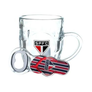 Imagem de Caneca Vidro 310ml Com Abridor  São Paulo FC SPFC - Mileno
