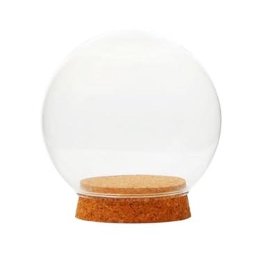 Imagem de ＫＬＫＣＭＳ Cúpula de vidro transparente com base, peça central de mesa, à prova de poeira, bola de vidro, cúpula para escritório e casa, 20cm