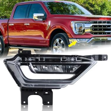 Imagem de KAMDKI Luz de neblina de LED do lado direito do passageiro compatível com Ford F150 F-150 2021 2022 2023 com lâmpadas sem cablagem conjunto de lâmpada de direção RH FO2593259 19629100 ML3Z15200C
