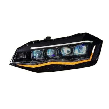 Imagem de Farol de cabeça compatível com VW POLO 2019-2020 Farol LED DRL Sinal de direção Farol alto Angel Eye Lente do projetor
