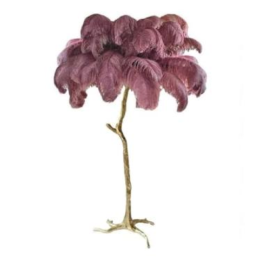 Imagem de Lâmpada de chão regulável, lâmpada de pé de penas naturais, lâmpadas de LED com 3 temperaturas de cor, lâmpadas LED E14, corpo da lâmpada de resina dourada, luminária de chão de leitura para quarto,