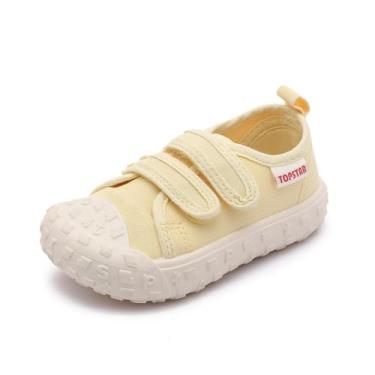 Imagem de Tênis infantil de lona para bebês meninas e meninos, antiderrapante, respirável, leve, para caminhada, 12 18 21 e 24 meses, Amarelo, 9-9.5 Toddler