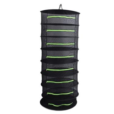 Imagem de Rack de Secagem de Ervas Pendurado, Rack de Secagem de Pratos Tampa de Zíper Verde Design de Abertura Racks de Plantas Malha Suspensa de Plantas Secador de Ervas de Rede Seca