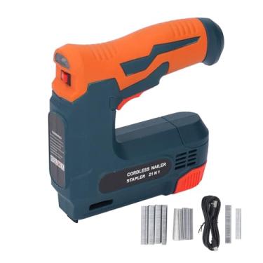 Imagem de Pistola de Grampo Elétrica, Grampeador Sem Fio 2 Em 1 Brad Nailer Com 2.000 Pregos, Pistola de Pregos Alimentada por Bateria para Estofados, Artesanato, Carpintaria, Marcenaria