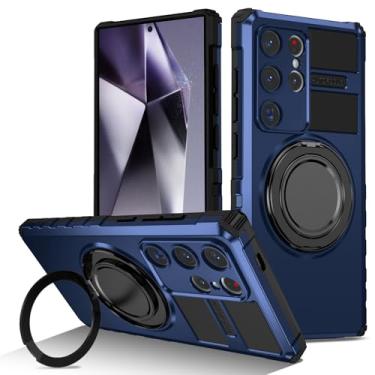 Imagem de HAO RIYLN Capa para Samsung Galaxy S25 Ultra/S25 Plus/S25, capa militar à prova de choque robusta com suporte de anel magnético capa de proteção, azul, S25plus