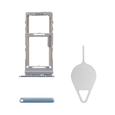 Imagem de BESJMYT Substituição da bandeja do cartão SIM para Samsung Galaxy S20 5G (versão SIM único) Adaptador de suporte de compartimento de bandeja de cartão azul nuvem com ejetor de agulha para S20 5G