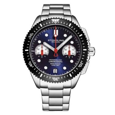 Imagem de Relógio Masculino Stuhrling Velocity 4016 Quartzo 42mm, Prata e Azul