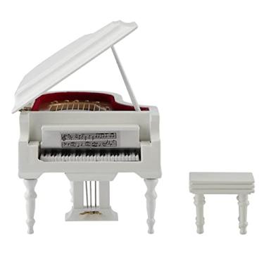 Imagem de Piano em miniatura, caixa de música para piano de madeira de lei, modelo de mini piano com banco e estojo, modelo de instrumento musical de piano requintado