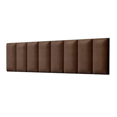 Imagem de Kit 10 Módulos Estofados Cabeceira Cama King 200x45cm Auto Adesivos (SUEDE MARROM)