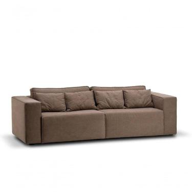 Imagem de Sofa 02 E 03 Lugares Assento Retratil Tecido Lona Bege Escuro 2,60mt Mabel - Bege Lona