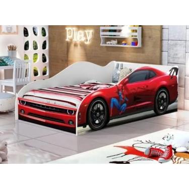 Imagem de Mini Cama Carro Infantil Meninos Adesivada Personagens 100% MDF (spider)
