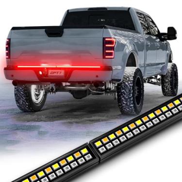 Imagem de OPT7 Barra de luz traseira de LED de fileira dupla Redline de 152 cm com seta âmbar, barra de luz de moldura de alumínio rígido à prova de intempéries para caminhões – Sem instalação de perfuração – Luz intermitente reversa de freio com função completa