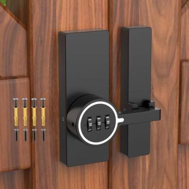 Imagem de MeBantoo Trava adesiva de porta de celeiro de 180 graus, fechaduras de armário com combinação, fechadura de porta deslizante sem chave com cola e parafusos para celeiro, armário, galpão, armazenamento