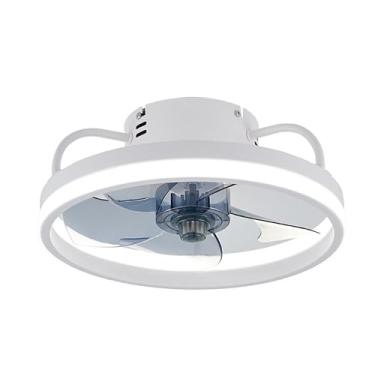 Imagem de Ventilador de Teto com Controle Remoto, 90-260V Luz Led 6 NíVeis de Velocidade Super Silencioso e 3 Níveis de Iluminação, 55W, Controle Remoto, Ventilador de Teto com Luz LED Branco