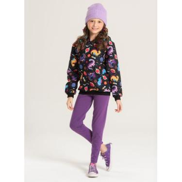 Imagem de Conjunto Inverno Menina Preto Blusão com Capuz e Legging em Cotton Din