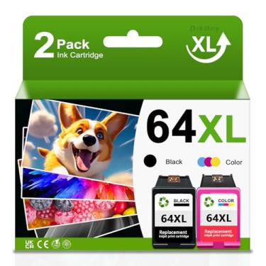 Imagem de Cartuchos de tinta 64XL cor preta combo de substituição para HP 64 64XL tinta de alto rendimento para Envy Inspire 7900e 7200e 7255e 7955e Envy Photo 7155 7858 7855 6255 6258 Tango Series Printer