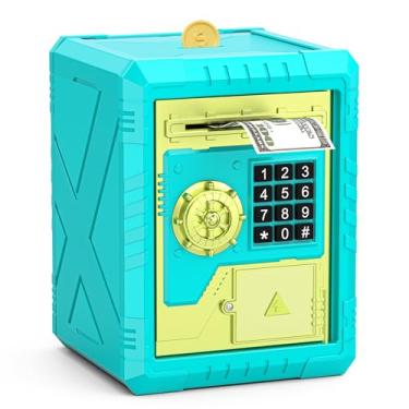 Imagem de Summidate Cofrinho eletrônico ATM com grande capacidade, acesso por senha, código personalizável, rolo de notas automático e montagem DIY - Caixa de economia de dinheiro divertida e segura para