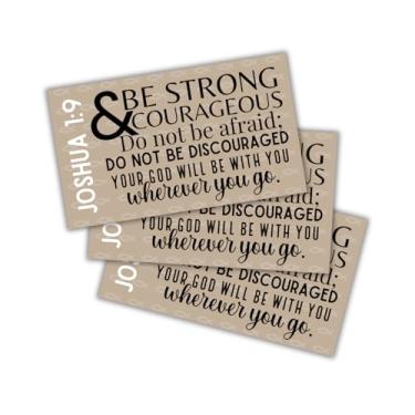 Imagem de Carteiras Joshua 1:9 Versículo da Bíblia 30 unidades 8,9 x 5 cm a granel minimalista Be Strong and Courageous Pocket Encouragement Girls Church Members Teens Hand Out