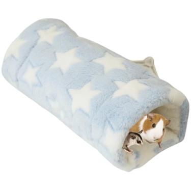 Imagem de Copfeu Túnel de pendurar para animais pequenos, brinquedos de hamster pendurados, acessórios de gaiola de rede para chinchila, furão, esquilo, porquinho-da-índia, rato, brincando dormindo (azul B,