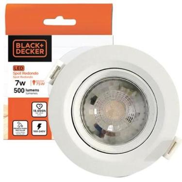 Imagem de Kit 10 Spot Dicroica Super Led Redondo 7w Branco Quente - Black+Decker