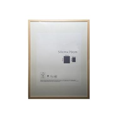 Imagem de Porta Retratos Quadrado de Vidro com Paspatur Expositor para Fotos 70x50 Versátil para Parede ou Balcão Outlet dos Quadros (Natural)