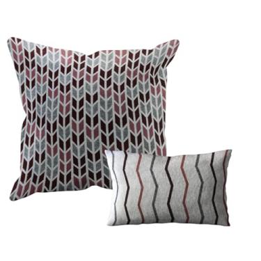 Imagem de kit 2 Capas Almofada Tear Alto Padrão luxo 60x60 + 30x50 Vr (KIT A 01 Vermelho Vinho Rosa Cinza Grafite Marfim Nude - KIT A SOFA ENCOSTO ALGODAO JACQUARD)