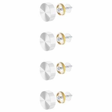 Imagem de FOCMKEAS 4 peças de parafusos de espelho de 18 mm, fixadores de cobertura de tampas decorativas de latão, pregos de espelho de metal, tampa de prata plana polida (efeito escovado)