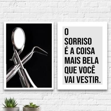 Imagem de Kit 2 Quadros Para Consultório Odontológico 45X34Cm Branca - Quadros O