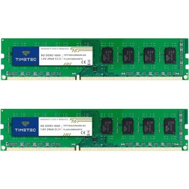 Imagem de Timetec Kit de 16GB (2x8GB) DDR3 1600MHz (DDR3-1600) PC3-12800 (PC3-12800U) Non-ECC Unbuffered 1.5V CL11 2Rx8 Dual Rank 240 pinos UDIMM Desktop PC Memória RAM (SDRAM) Módulo de atualização