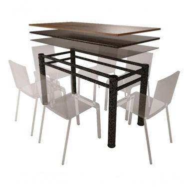 Imagem de Base Retangular Para Mesa Jantar Vidro Pedra Madeira 1.20mt Cor: texturizado