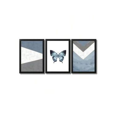 Imagem de Kit 3 Placas Quadros Decorativos Para Sala Quarto Abstrato Borboleta -