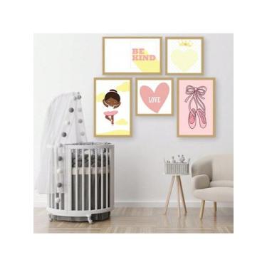 Imagem de Kit 5 Placas Quadros Decorativos Quarto Baby Infantil Menina 70x90 - N